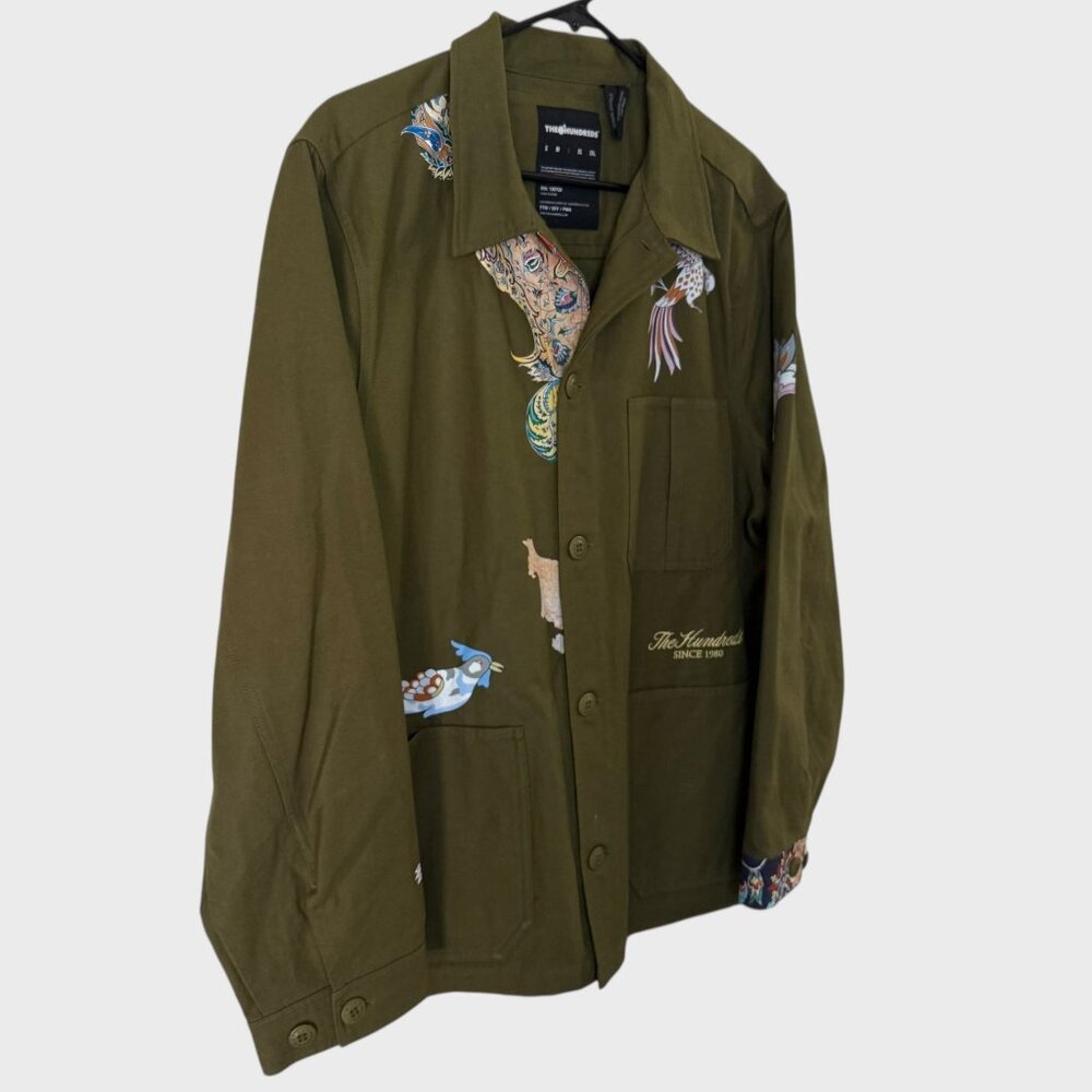 The Hundreds x Jason Seife Casio Work Jacket Green Men's Large Button-Up Shacket - Picture 3 of 11